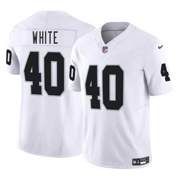 Men & Women & Youth Las Vegas Raiders #40 Devin White White 2025 F.U.S.E. Vapor Stitched Jersey->las vegas raiders->NFL Jersey